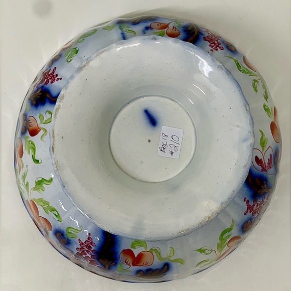 19th Century Vtg Gaudy Welsh Grape Pattern Flow Blue Lusterware Pedestal Bowl - Picture 13 of 16